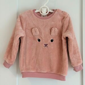 Girls' Plush Pink Bear Sweatshirt